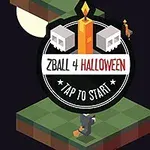 Logo z tekstem ZBall 4 Halloween na tle szachownicy z postacią czarownicy i księżycem w pełni
